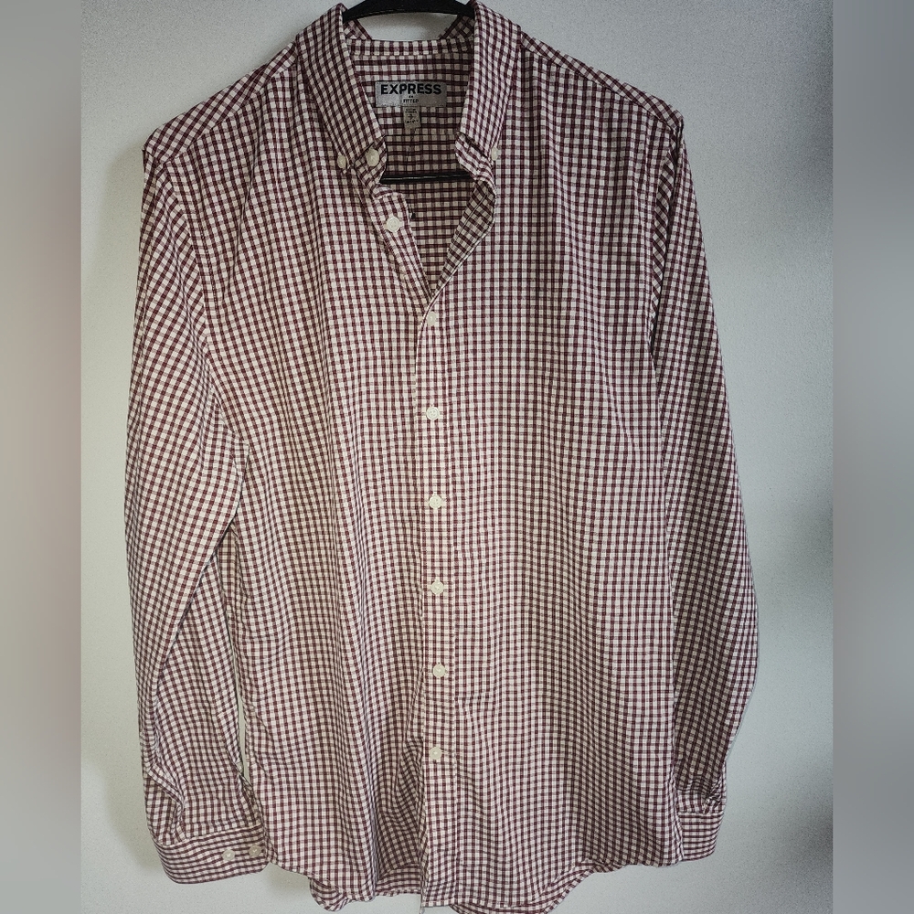 Express Red Casual Button Down Shirt Sz S